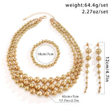 3Pcs/Set Exaggerated CCB Material Big Ball Chain Necklace Bracelet Drop Earring for Women Punk Chunky Thick Choker Jewelry Set