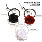 Romantic 10CM Big Rose Flower Clavicle Chain Necklace for Women Wedding Bridal Adjustable Rope Choker Y2K Jewelry Accessories