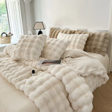 Luxury Faux Rabbit Fur Bedding Set, Velvet, Fleece, Plush, Soft, Warm, Comfortable, Duvet Cover, Bed Sheet, Pillowcases, Winter