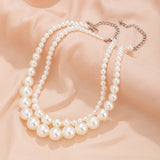 Bomve 2Pcs/Set Elegant Imitation Pearl Chain Necklace for Women Temperament Beads Choker Wed Bridal Party Y2K Jewelry Gift