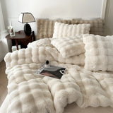 Luxury Faux Rabbit Fur Bedding Set, Velvet, Fleece, Plush, Soft, Warm, Comfortable, Duvet Cover, Bed Sheet, Pillowcases, Winter