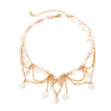 Elegant Kpop Butterfly Imitation Pearl Love Heart Pendant Choker Necklace Women Tassel Chain Aesthetic Jewelry Wed accessories