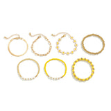 7Pcs/Set Kpop Sunflower Flat Snake Chain Bracelets for Women Trendy CCB Beads Charm Bangles Couple Friends Jewelry Accessories