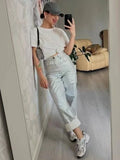 Bomve Loose PU Women Pants Solid Casual High Waist Pockets Fashion Streetwear Woman 2024 Autumn Winter New Baggy Bottoms Femme