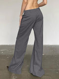 Bomve-Versatile Gray Low Rise Tailored Pants