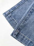 Bomve-Pocket Design Blue Wash Boyfriend Jeans