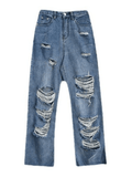 Bomve-High Waist Super Ripped Jeans