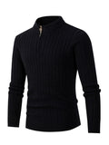 Bomve-Black Friday-Winter outfits Long-sleeved twisted half-high collar zipper knitted sweater bottoming top