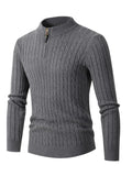 Bomve-Black Friday-Winter outfits Long-sleeved twisted half-high collar zipper knitted sweater bottoming top