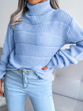 Bomve-Black Friday-Winter outfits Women's high collar long sleeve hollow out casual bottomed knitted sweater