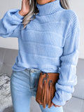 Bomve-Black Friday-Winter outfits Women's high collar long sleeve hollow out casual bottomed knitted sweater