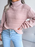 Bomve-Black Friday-Winter outfits Women's high collar long sleeve hollow out casual bottomed knitted sweater