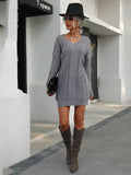 Bomve-Black Friday-Winter outfits Women's loose casual stranded knitted sweater dress (without belt)