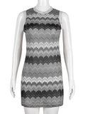 Bomve-Black Friday-Winter outfits New geometric wave sexy slim sleeveless knitted sweater dress