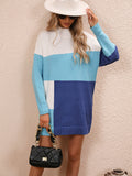 Bomve-Black Friday-Winter outfits Women's Casual Color Block Dress Crew Neck Knit Long Sweater