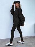 Bomve-Black Friday-Winter outfits New style casual tight pants loose sweater suit two piece set