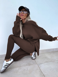 Bomve-Black Friday-Winter outfits New style casual tight pants loose sweater suit two piece set