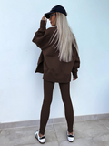 Bomve-Black Friday-Winter outfits New style casual tight pants loose sweater suit two piece set