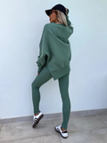 Bomve-Black Friday-Winter outfits New style casual tight pants loose sweater suit two piece set