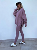 Bomve-Black Friday-Winter outfits New style casual tight pants loose sweater suit two piece set