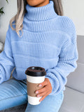 Bomve-Black Friday-Winter outfits Women's high collar long sleeve hollow out casual bottomed knitted sweater