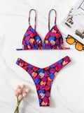 Bomve-New bikini floral print three-piece set (with skirt)