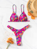 Bomve-New bikini floral print three-piece set (with skirt)