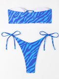 Bomve-Women's Tight Backless Tankini Swimsuit Animal Print Strap Bikini Set