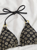 Bomve-New style halter neck sexy special textured fabric bikini