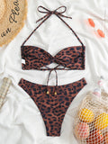 Bomve-New women's adjustable strap sexy leopard print bikini two-piece set