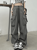 Bomve-Ruched Pocket Baggy Cargo Pants