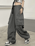 Bomve-Ruched Pocket Baggy Cargo Pants