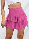 Bomve-Smock Tiered Ruffle Mini Skirt