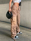 Bomve-Vintage Multi Pocket Patched Cargo Jeans