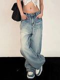 Bomve-Vintage Washed Mopping Loose Boyfriend Jeans